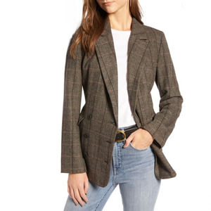 Treasure & Bond Plaid Double Breasted Blazer